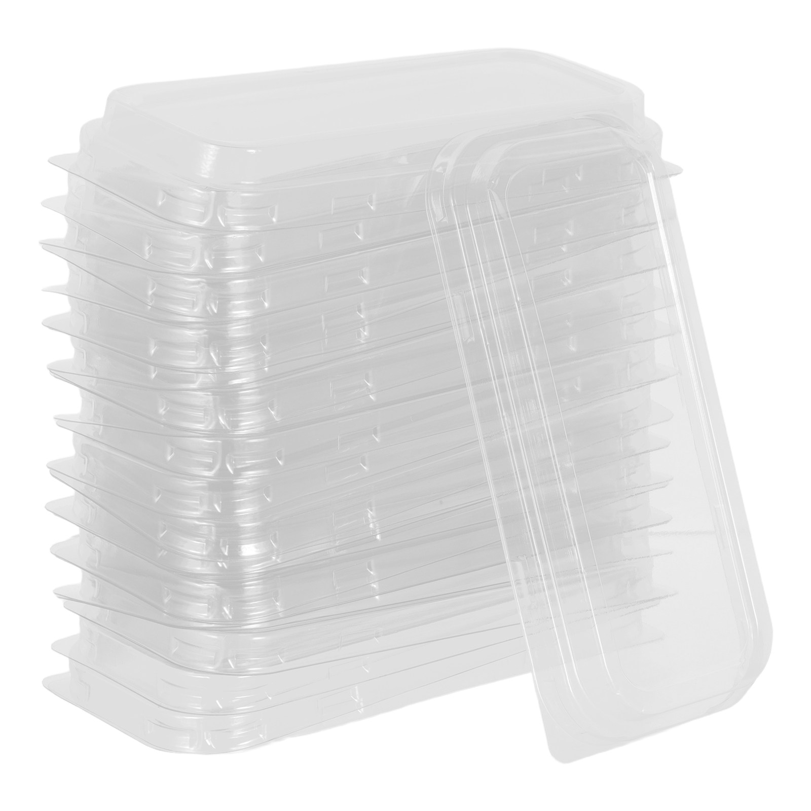 Kitchen And Baking - 50個入り プラスチック製パン蓋 - 透明な長方形ケーキパンカバー 19.5x7.5x2.5cm 省スペースでおしゃれなデザイン