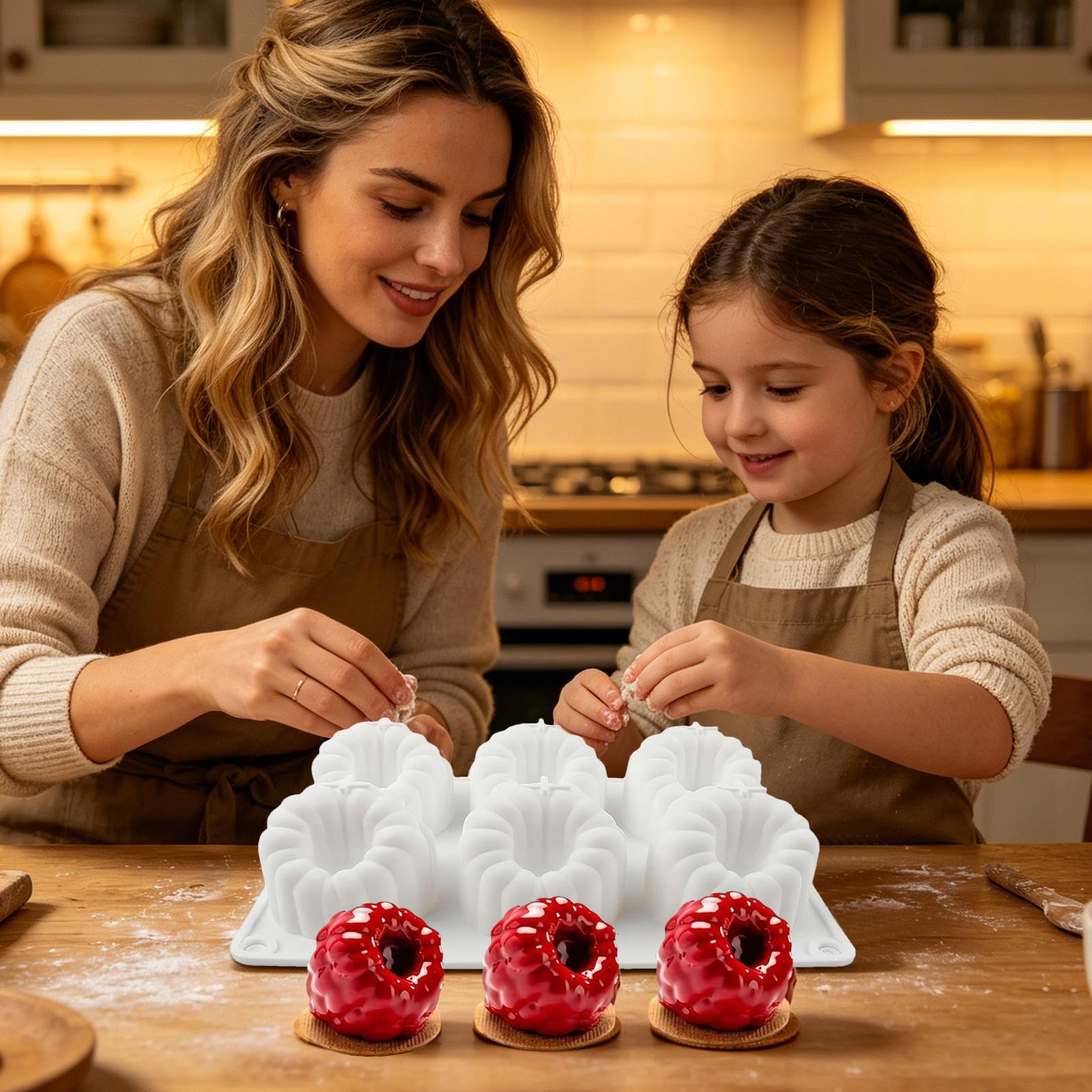 Kitchen Baking Mat - ラズベリーシリコンモールド 3Dラズベリー型シリコンモールド 6個取りフルーツペストリーモールド 家庭用キッチンベーキングペストリーベーカリー用