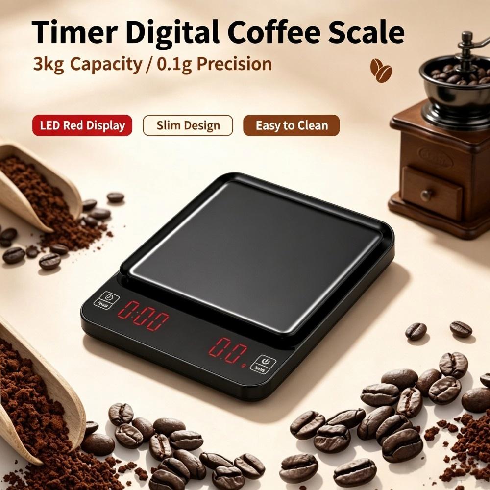 Kitchen And Baking - 3kg/0.1g高精度デジタルコーヒースケール、LEDポータブルキッチンスケール、ベーキングや家庭料理用電子計量器 ﻿ ﻿