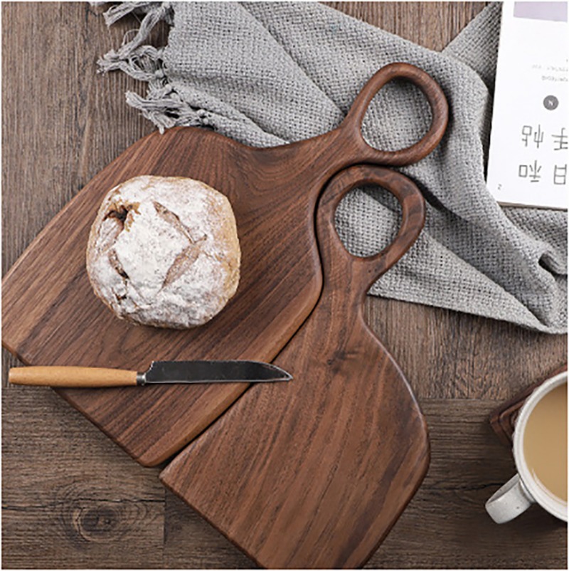 Kitchen And Baking - ブラックウォールナット固体まな板木製トレイピザボードまな板キッチンベーキング用品パンフルーツ粘着ボード