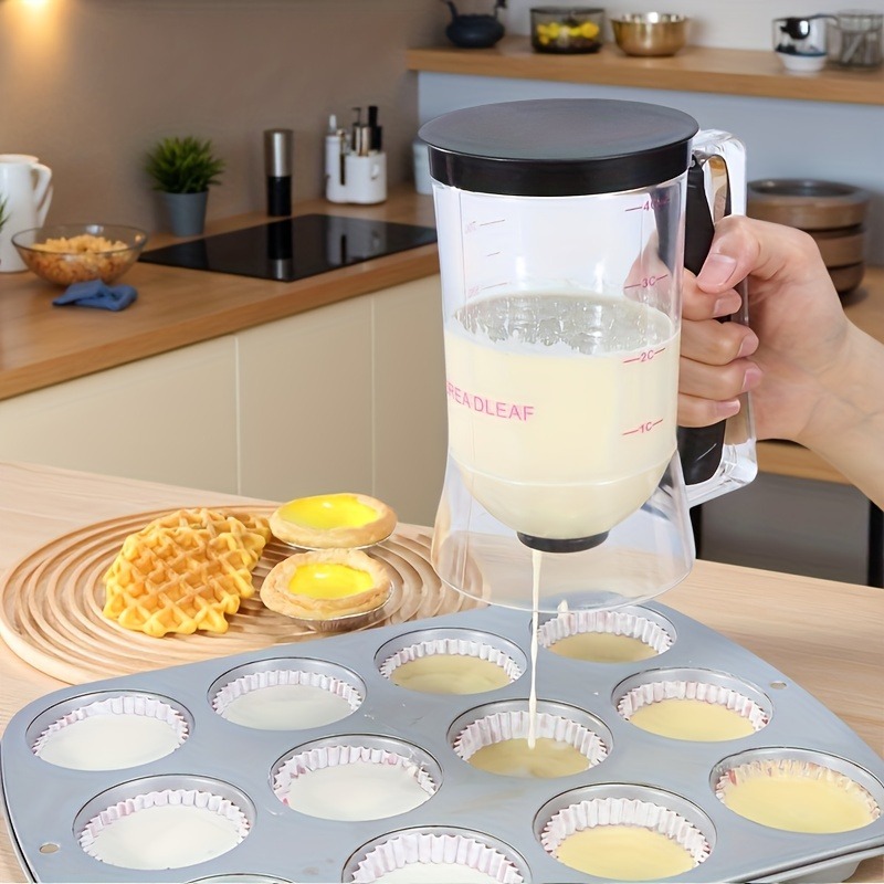 Kitchen Baking Scale - 多目的手持ちプラスチック製生地ディスペンサー 計量カップ付き ノンスティック 省スペース 簡単洗浄 注ぎ口漏斗