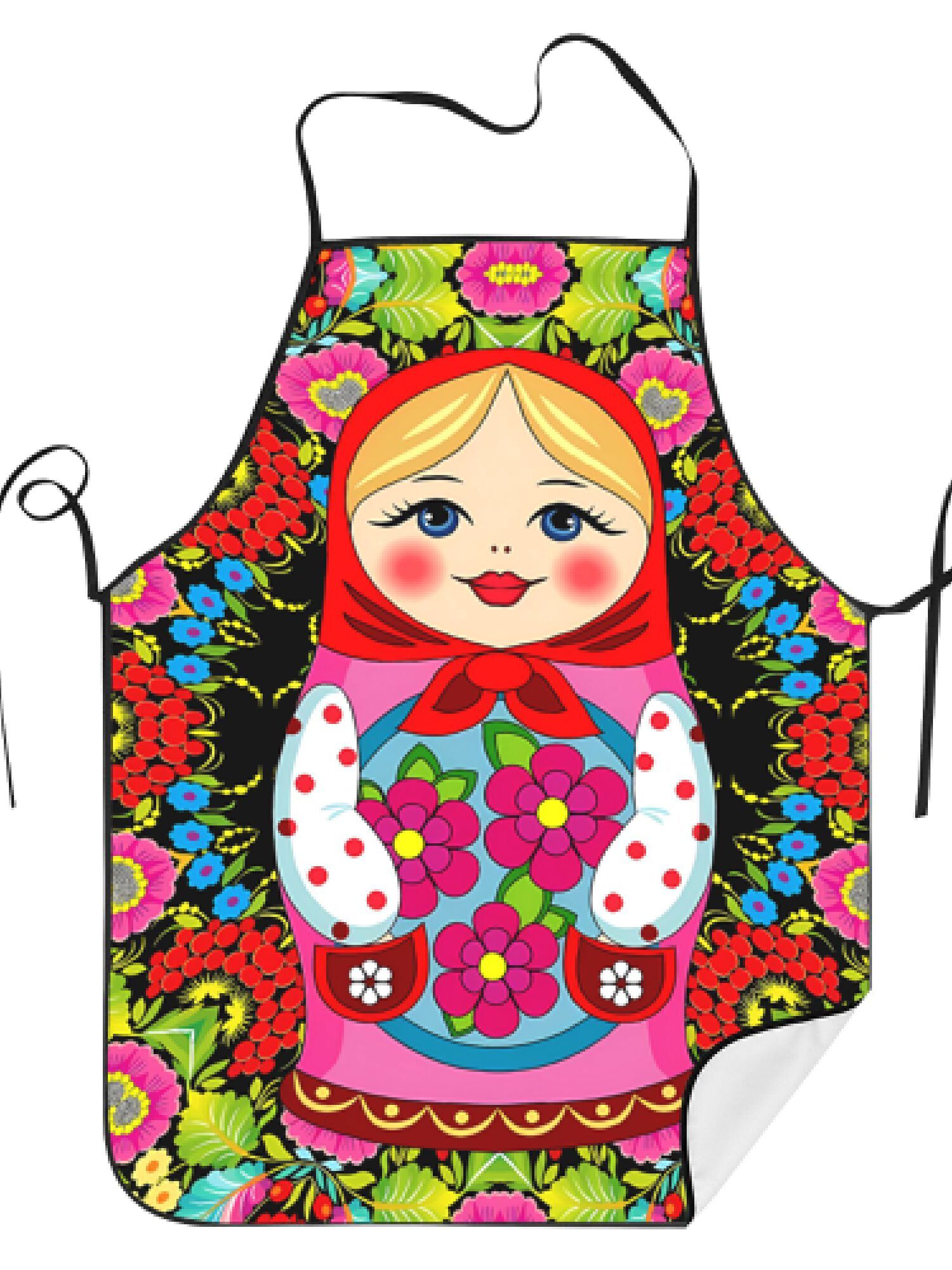 Kitchen Baking Ideas - 楽しいロシアのマトリョーシカ花柄レトロデザインエプロン1枚、ユニセックス、工芸、ベーキング、絵画、キッチンや家庭用掃除、家庭料理、シェフ、ウェイター、カフェ、バーベキューに最適なエプロン、21。 7× 28. 7インチ、家族や友人への完璧なホリデーギフトアイデア
