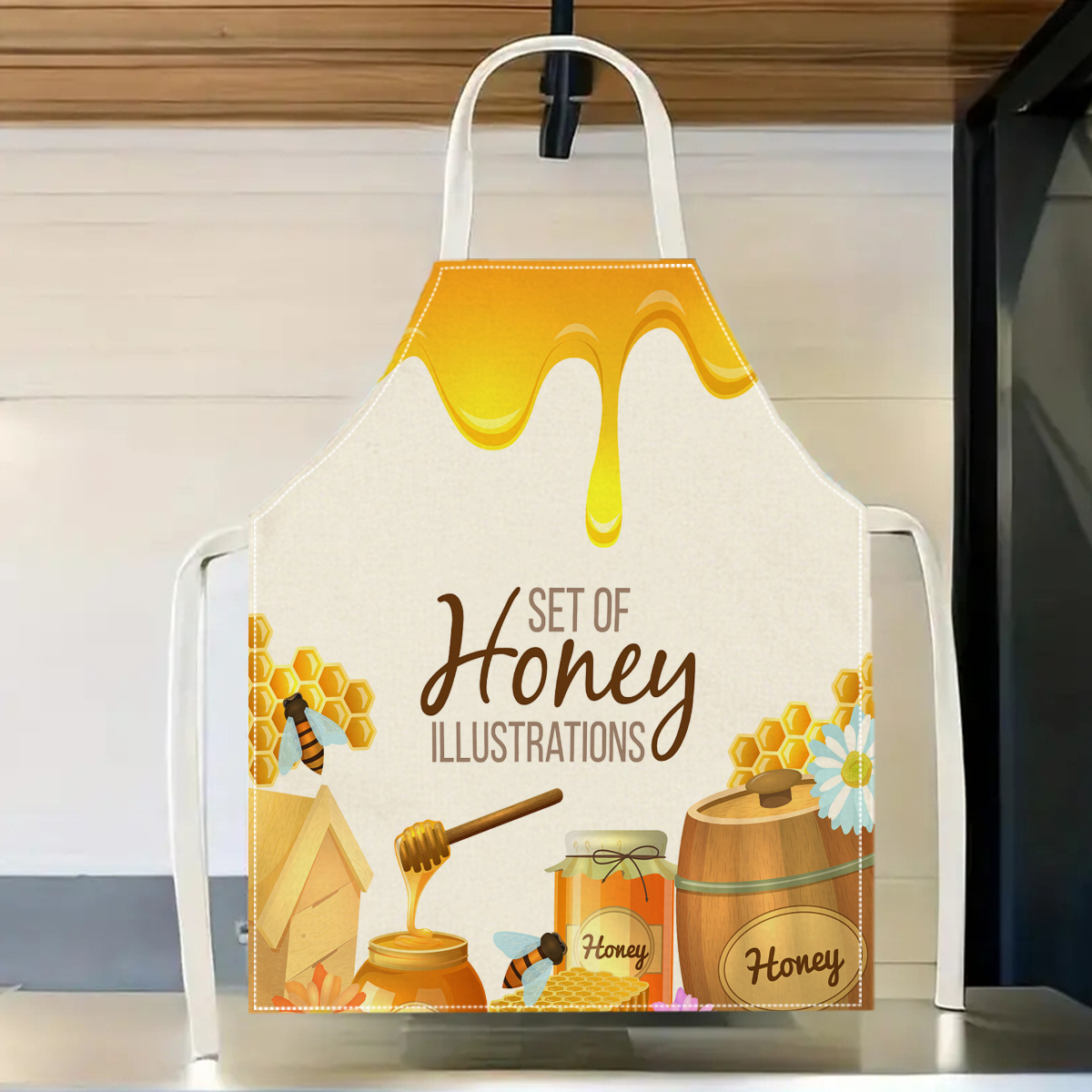 Kitchen Baking Ideas - 1pc ハニービーエプロン スイートキッチンギフト クッキングベーキング かわいいデザインアイデア 家庭料理やベーキングに最適
