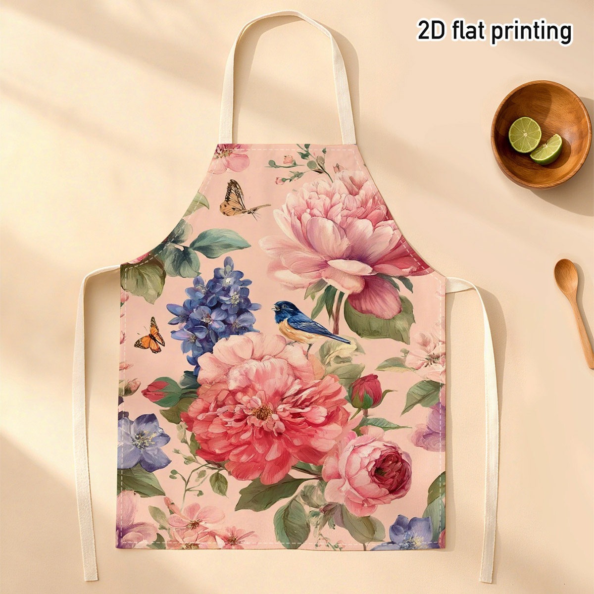 Kitchen Baking Ideas - 1pc 美しい花柄の鳥エプロンガーデンキッチンクッキングベーキングリネンエプロン女性用ママギフトベーキング愛好家面白いギフトアイデア