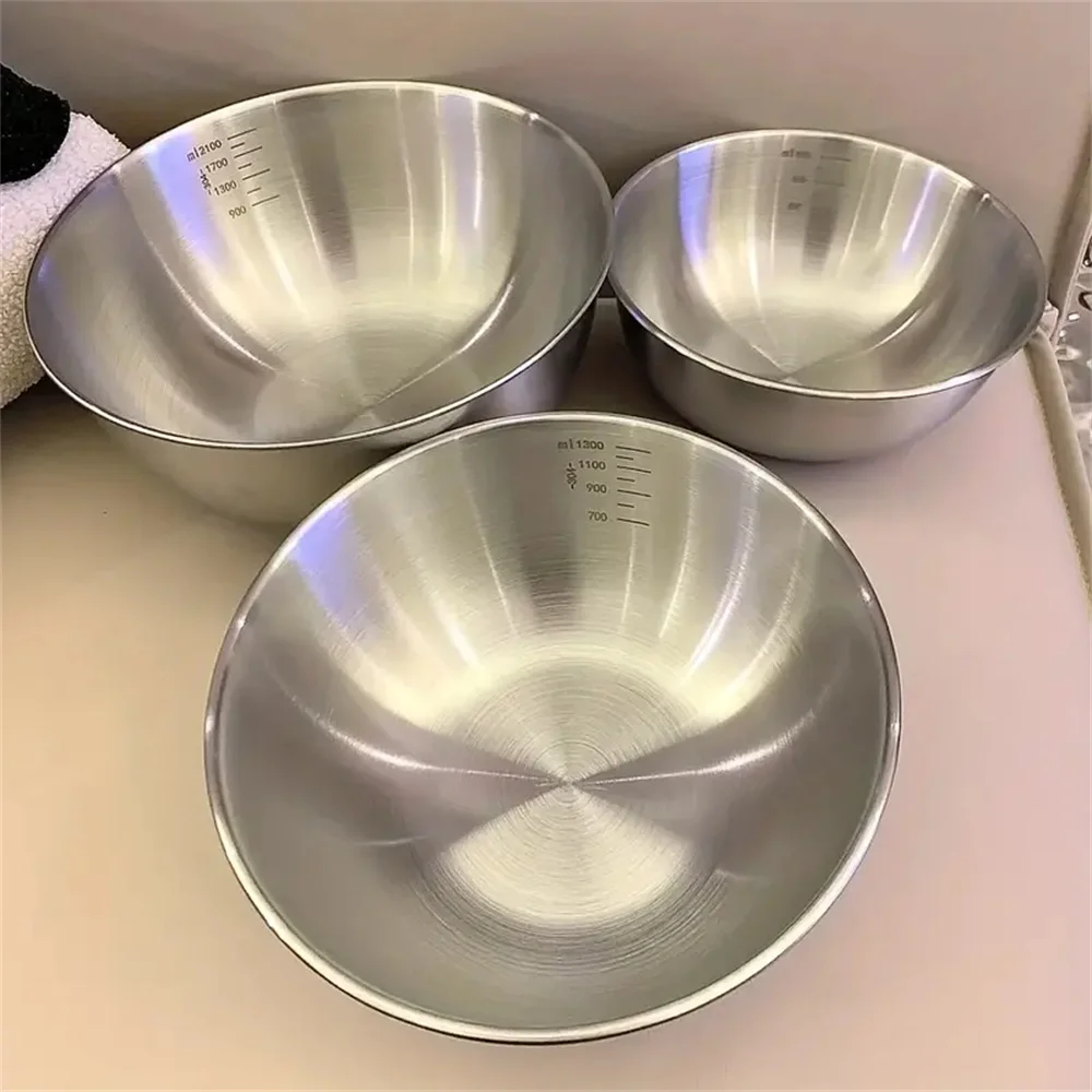 Kitchen Baking Scale - 1～3個のステンレス製ボウルセット、計量機能付き、調理、ベーキング、食品保存用、大容量ミキシングボウル、家庭用キッチン必需品