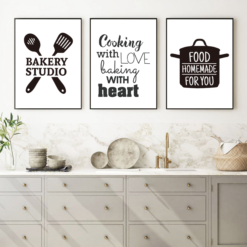 Kitchen Baking Quotes - 愛を込めた料理 キッチン名言ウォールアートプリントとポスター、心を込めたベーキング キャンバス絵画 ウォールピクチャー ホームキッチンデコレーション