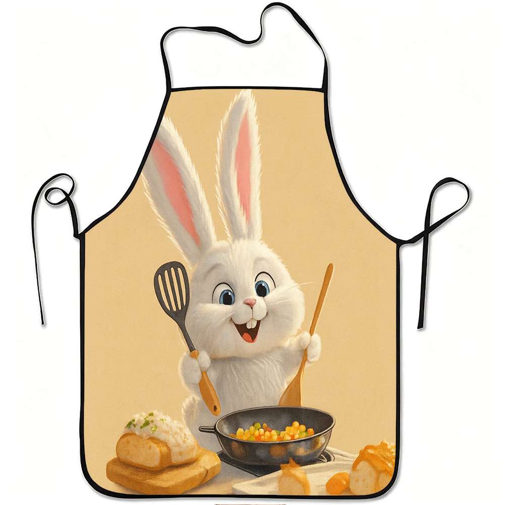 Kitchen Baking Ideas - 楽しい動物をテーマにしたエプロン1枚、かわいいウサギのシェフのレトロデザインエプロン、ユニセックス、工芸、ベーキング、絵画、キッチンや家庭の掃除、家庭料理、シェフ、ウェイター、カフェ、バーベキューレストラン用エプロンに最適、21。 7× 28. 7インチ、家族や友人への完璧なホリデーギフトアイデア