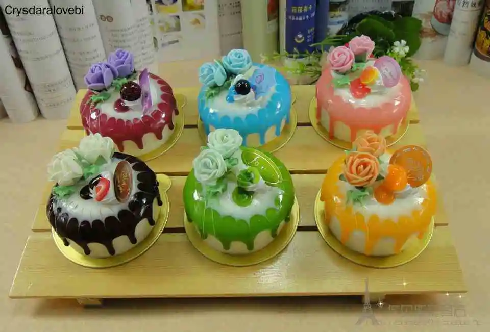 Kitchen Set Bakery - 6 ピース/セットシミュレーションローズケーキ PU 小さなケーキ子供のキッチンごっこ遊びおもちゃベーカリーふわふわおもちゃ人工食品
