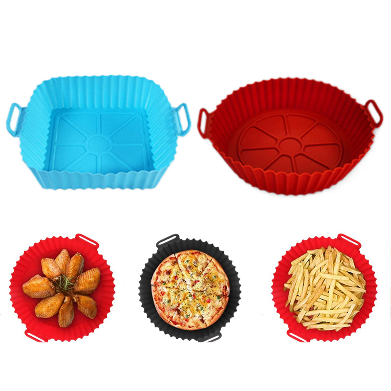 Kitchen Baking Mat - シリコンフライヤーモールド エアフライヤーシリコンライナーポット 再利用可能なベーキングトレイ ノンスティックピザパン オーブンキッチン家庭用アクセサリー TMZ