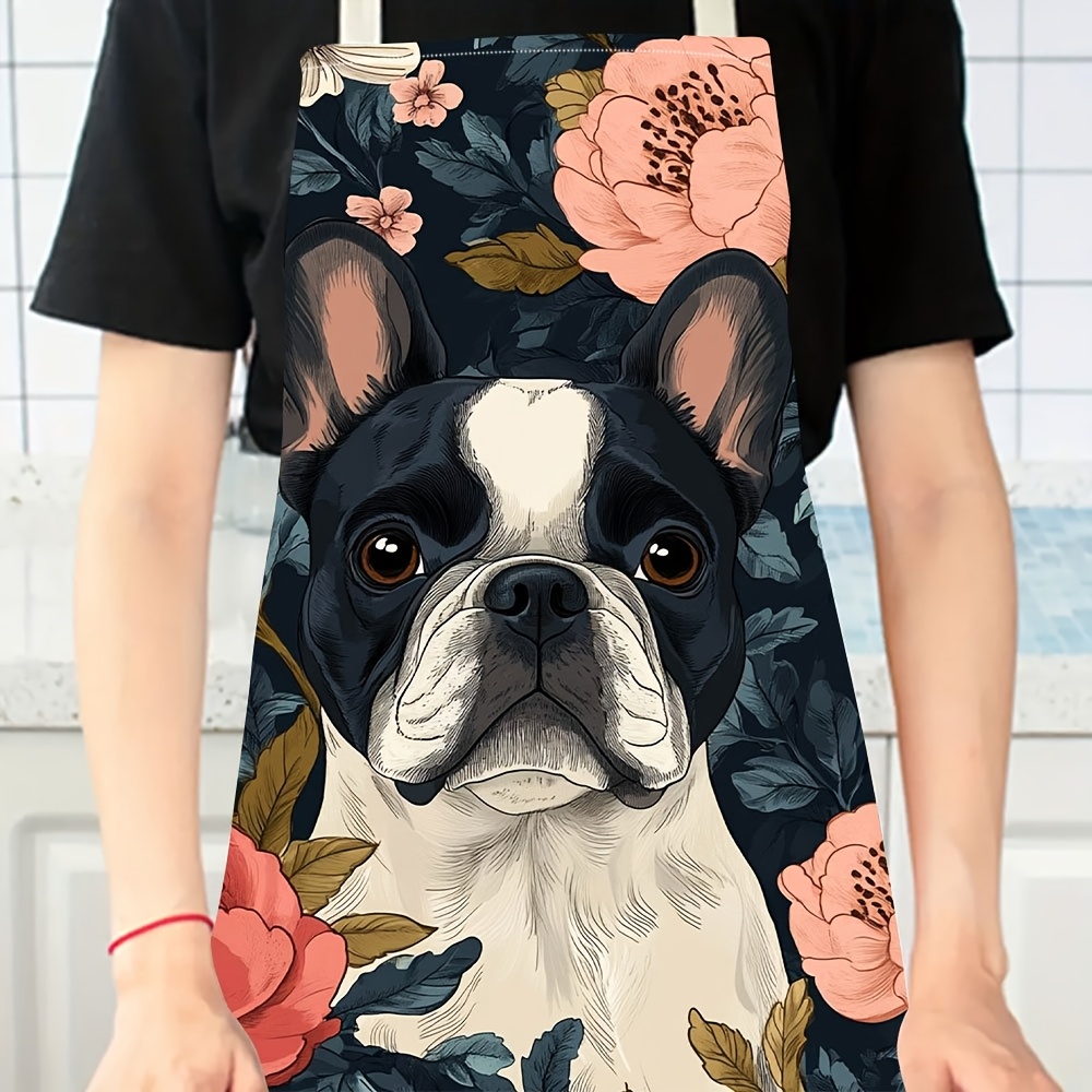 フレンチブルドッグ柄エプロン - リネン風、可愛い犬柄、家庭 - Kitchen Baking Ideas のレビューと価格