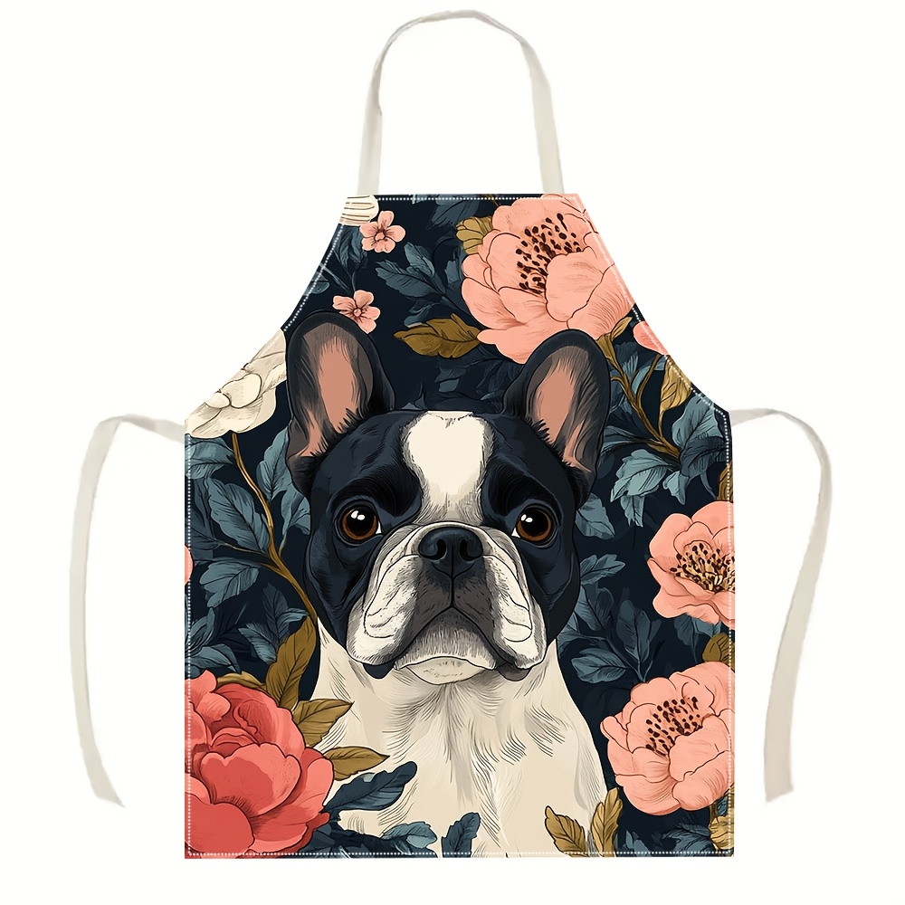 フレンチブルドッグ柄エプロン - リネン風、可愛い犬柄、家庭 - Kitchen Baking Ideas のレビューと価格