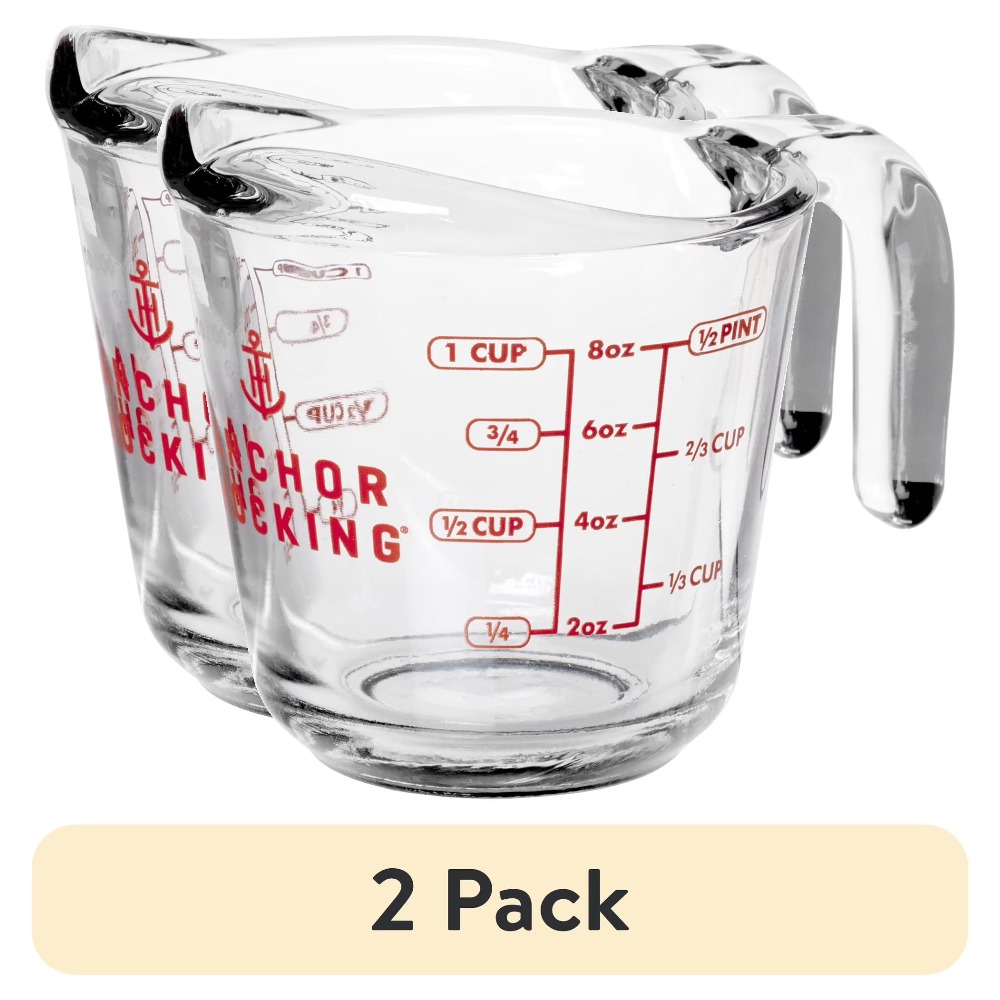 2個セットのガラス製計量カップ、持ちやすいハンドルと注ぎ口付 - Kitchen And Baking のレビューと価格