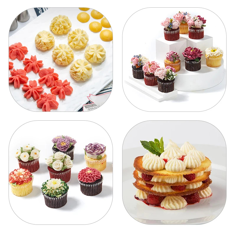 6-24個セット ペストリーバッグとステンレス製ケーキノズル - Kitchen Set Bakery のレビューと価格