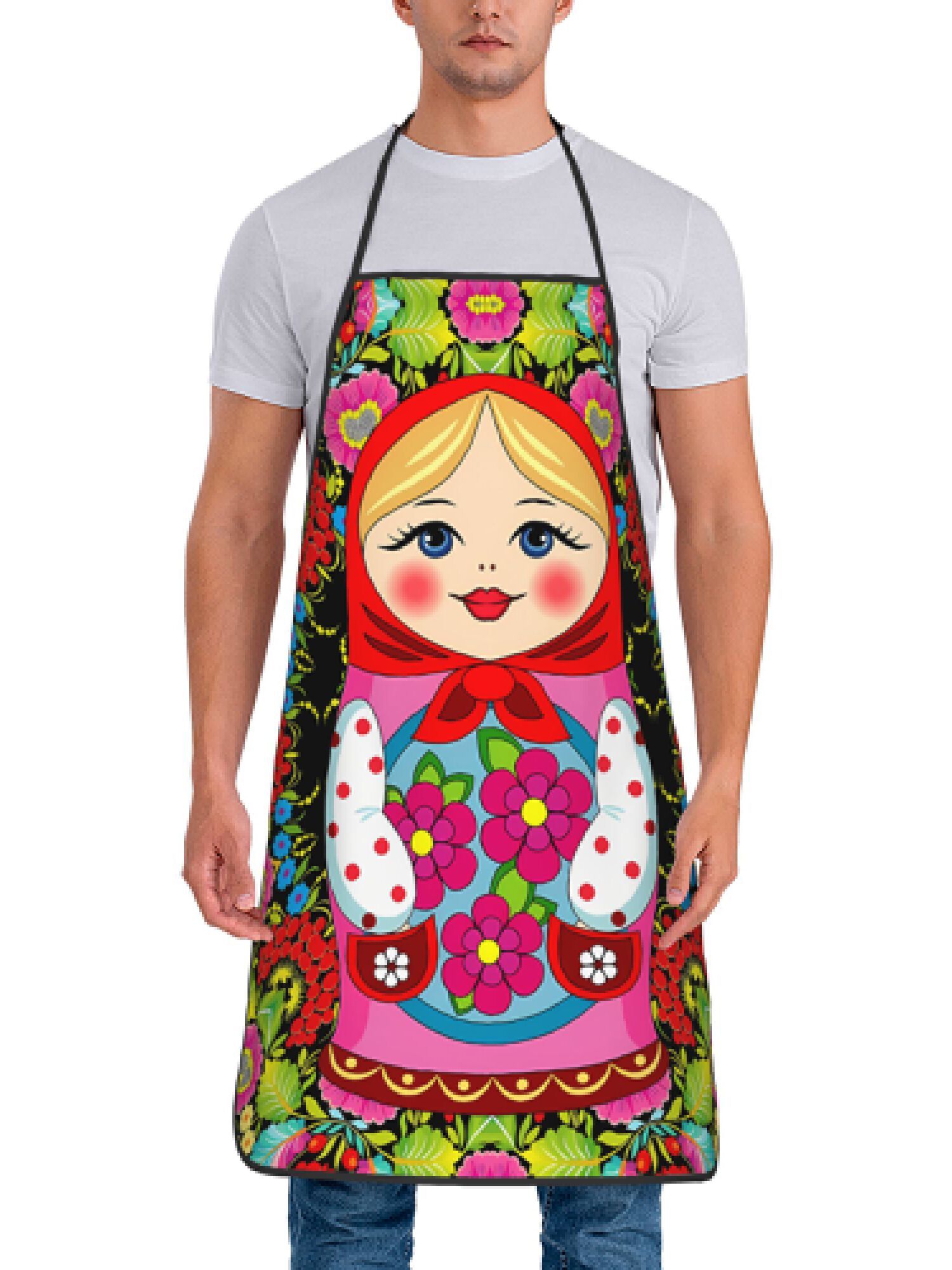 楽しいロシアのマトリョーシカ花柄レトロデザインエプロン1枚、 - Kitchen Baking Ideas のレビューと価格