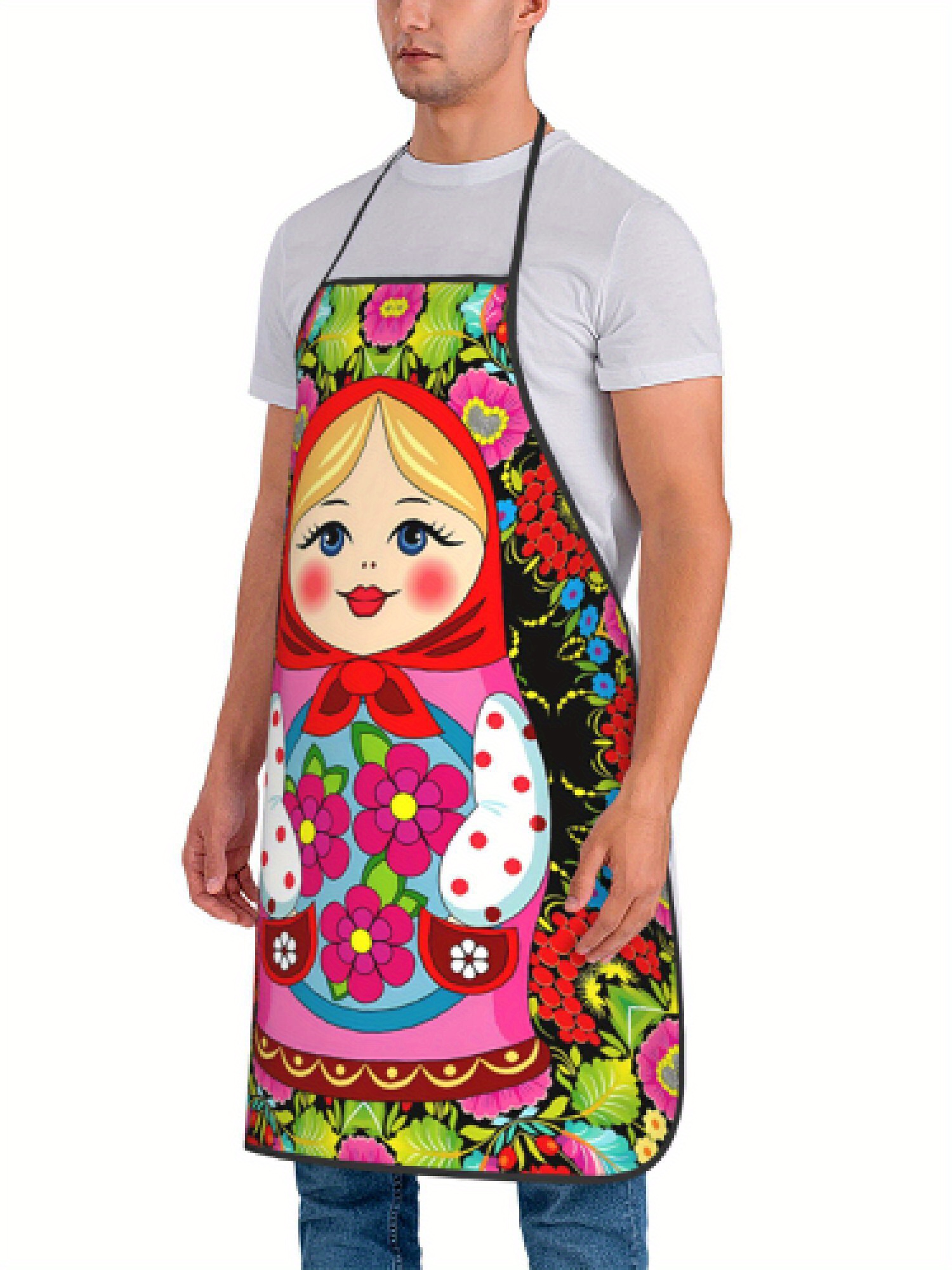 楽しいロシアのマトリョーシカ花柄レトロデザインエプロン1枚、 - Kitchen Baking Ideas のレビューと価格