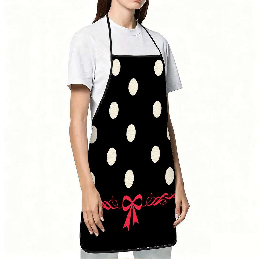 シンプルでクラシックなテーマのエプロン1枚、黒と白の水玉模様 - Kitchen Baking Ideas のレビューと価格