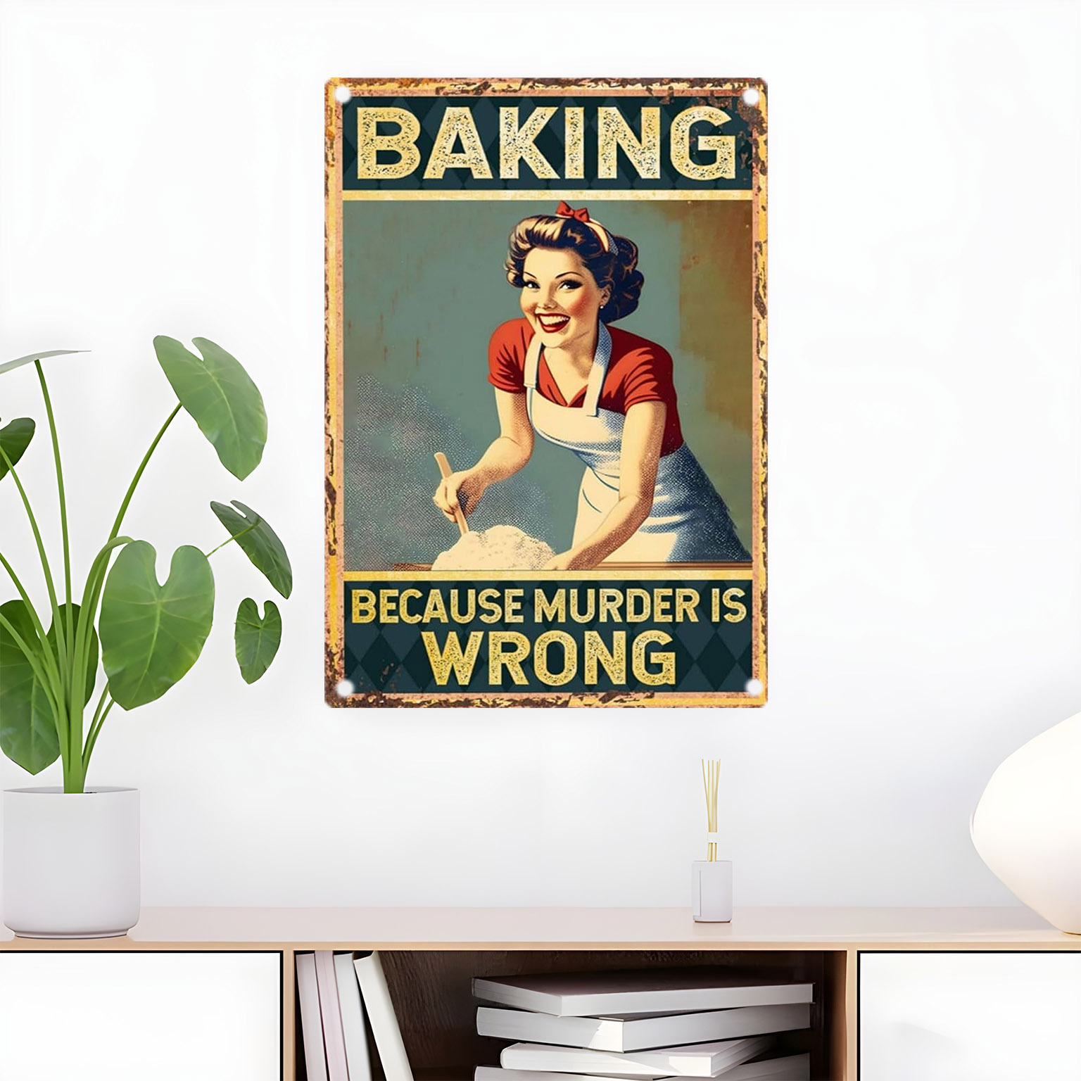 ヴィンテージ風面白いベーキングの名言メタルウォールデコレーシ - Kitchen Baking Quotes のレビューと価格