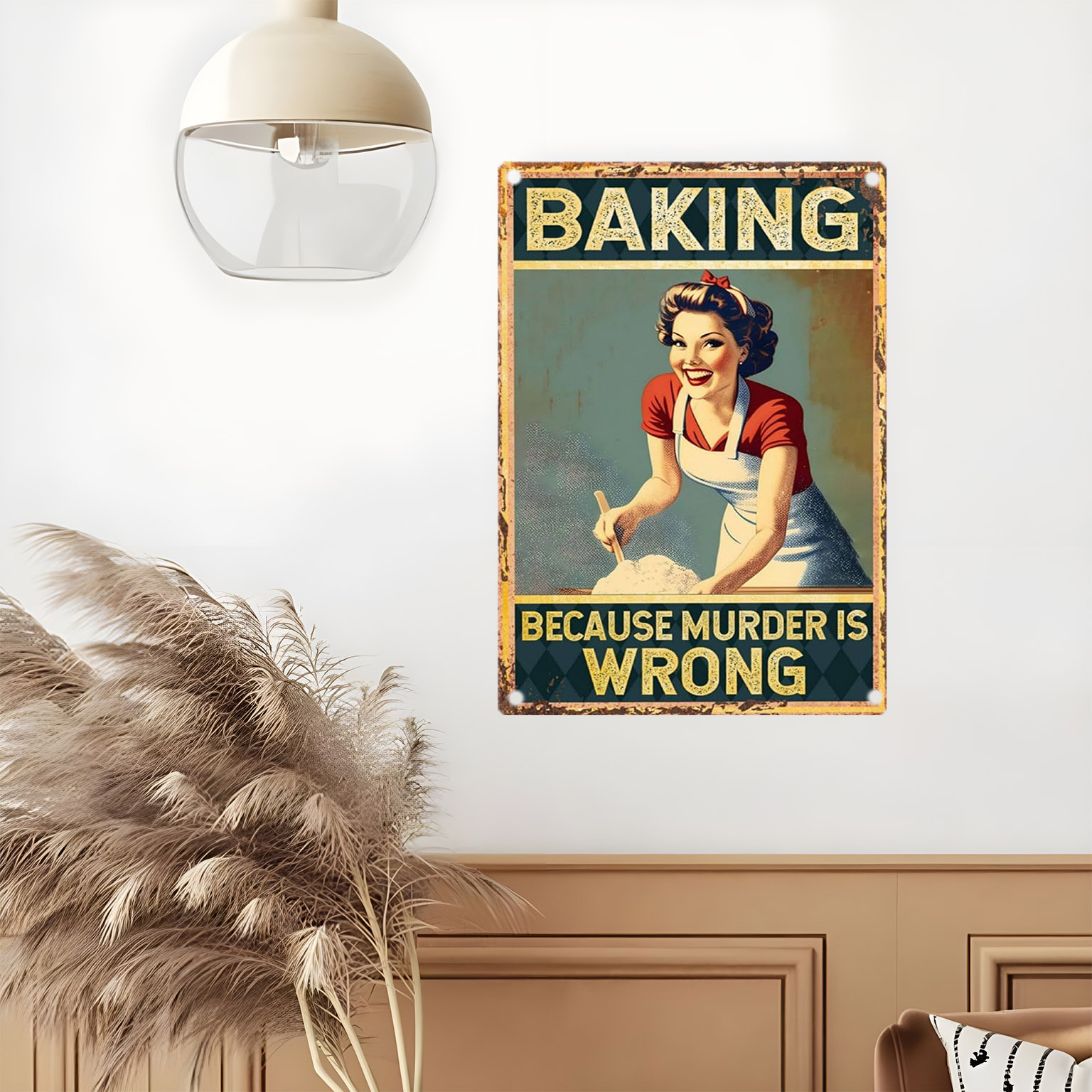 ヴィンテージ風面白いベーキングの名言メタルウォールデコレーシ - Kitchen Baking Quotes のレビューと価格
