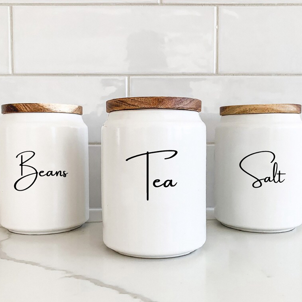キッチン整理キャニスタージャーラベルステッカー防水デカール茶 - Kitchen Baking Quotes のレビューと価格