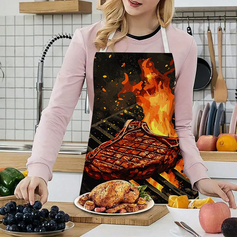 1枚入りBBQステーキエプロン、炎模様プリント入り、キッチン - Kitchen Baking Ideas のレビューと価格