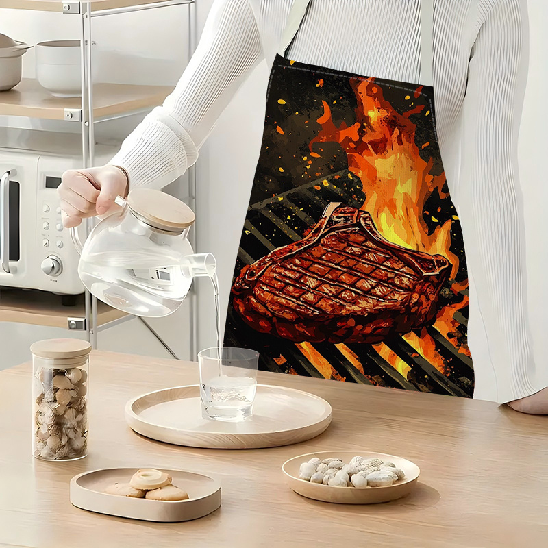 1枚入りBBQステーキエプロン、炎模様プリント入り、キッチン - Kitchen Baking Ideas のレビューと価格