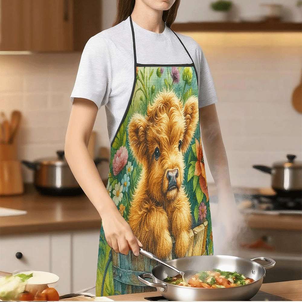カントリースタイルのエプロン1枚、花柄とスコットランドの子牛 - Kitchen Baking Gift Ideas のレビューと価格
