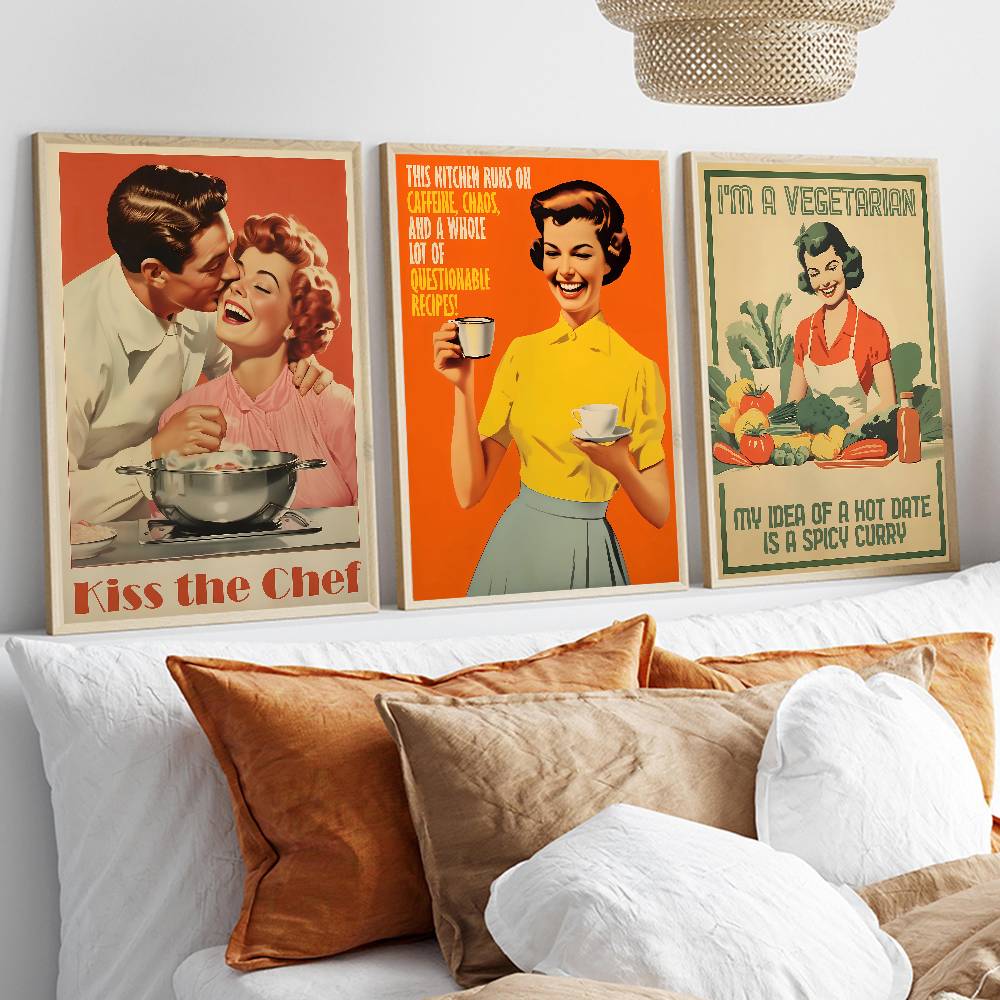 レトロキッチン引用紙ポスター 50年代ヴィンテージ主婦ベーキ - Kitchen Baking Quotes のレビューと価格