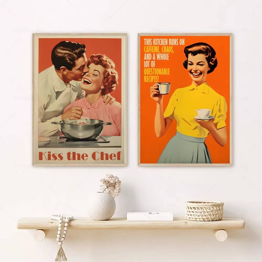 レトロキッチン引用紙ポスター 50年代ヴィンテージ主婦ベーキ - Kitchen Baking Quotes のレビューと価格